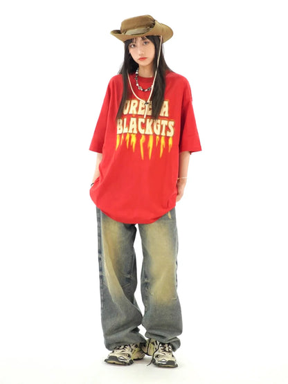Vintage Distressed Oversize Wide Leg Jeans