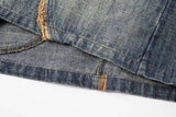 Y2K Washed Patchwork Denim Short Sleeve Shirt