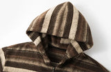 Stylish Striped Knit Hooded Zipper Cardigan