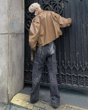 American Style Loose Fit Leather Motorcycle Jacket