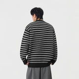 Winter Cool Stripe Knit Crew Neck Sweater