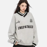 Retro American Style Letter Embroidered Hip Sweatshirt