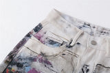 Artistic Vintage Washed Splatter Paint Jeans