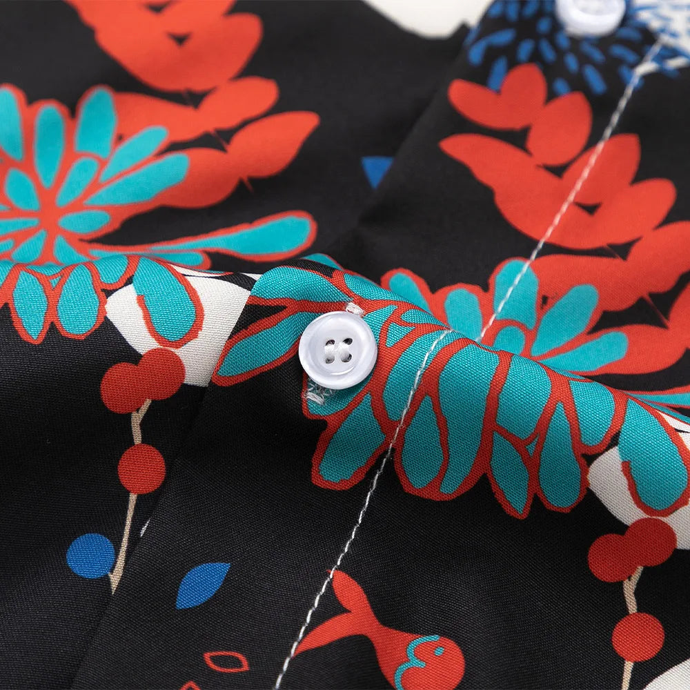 Flower Corduroy Short Sleeve Shirt