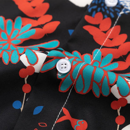 Flower Corduroy Short Sleeve Shirt
