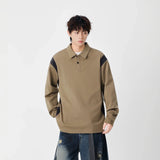 Fashionable Winter Contrast Polo Sweatshirt