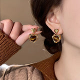 Exquisite Heart Shaped Tiger Eye Earring