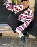 Vintage Creative Striped Knitwear Cool Sweater