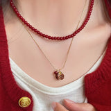 Enamel Pomegranate Gold Necklace