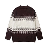 Retro Cartoon Lapel Drop Embroidery Contrast Sweater