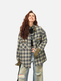 Contrasting Color Design Plaid Shirt