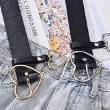 Heart Buckle Leather Black Belt