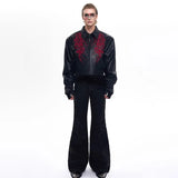 Men Premium Embroidered Patchwork Leather Jacket