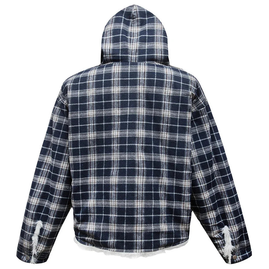 Winter Flexible Plaid Fox Fur Collar Retro Jacket