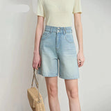 Minimalist Distressed Light Blue Denim Short