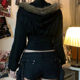 Dark Autumn Winter Faux Fur Hoodie