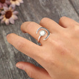 Moonstone Carving Silver Adjustable Ring