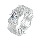 Women Elegant Wide Moissanite Eternity Ring
