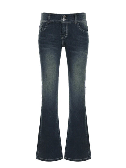 Y2K Vintage Flared Button-Up Low Jeans