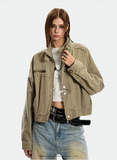 Streetwear Slim Fit Cropped Zipper Denim Jacket
