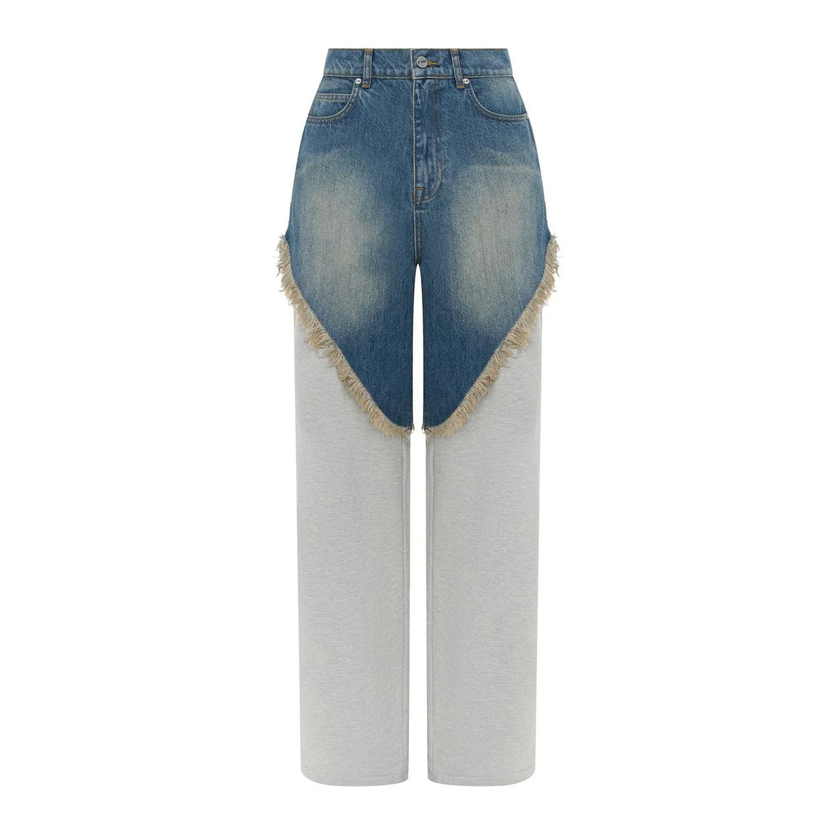 Distressed Patchwork Wide Leg Denim Pants