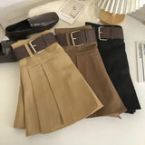 Short Belted Pleated Skirt