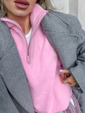 Oversized Pink Zipped Fleece SweatShirt