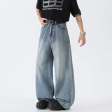 Streetwear Wide Leg Washed Denim Jeans
