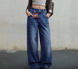 Mid Waist Multipocket Wide Leg Jeans