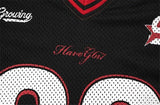 Vintage Mesh Splicing V-Neck Hip Hop Sports T-Shirt