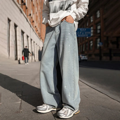Vintage Star Embroidered Washed Denim Jeans