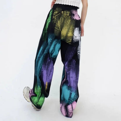 Graffiti Colorful Oversize Elastic Waist Pants