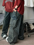 Model wearing the blue Vagabond Utility Pants