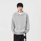 Comfortable Ribbed Knit Half Zipper Sweater
