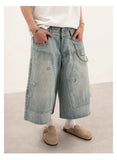 Streetwear Distressed Loose Wide Leg Denim Short