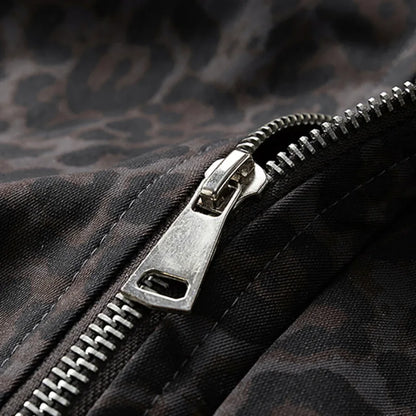 Thick Warm Leopard Print Fleece Fur Collar Jacket