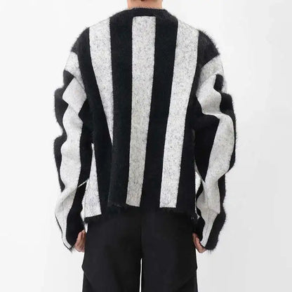 Contrasting Color Striped Knitted Sweater
