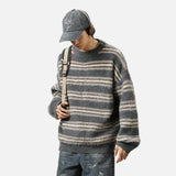 High-Quality Hip Hop Striped Knit Sweater