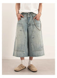 Streetwear Distressed Loose Wide Leg Denim Short