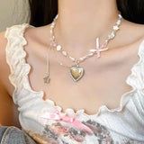 Coquette Heart Beaded Necklace