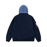 Retro Spliced Fake Two Piece Hooded Cargo Jacket