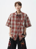 Retro Plaid Short Sleeve Pocket Shirt