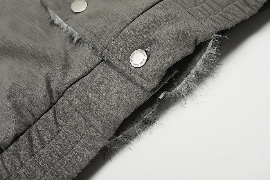 Streetwear Winter Vintage Fur Thicken Parkas Jacket
