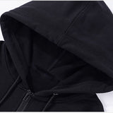 Zip Up Cardigan Solid Black Hoodie