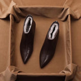 Vintage Pointed Toe Winter Ankle Fur Boot