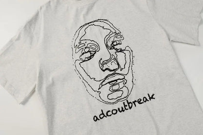 Faded Face Embroidery T-shirt