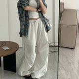 Women Vintage White Striped Summer Baggy Sweatpants