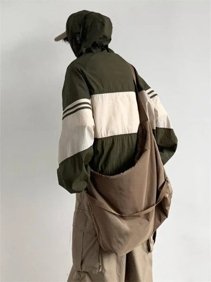 Color Block Hooded Oversized Jacket