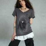 Vintage Grunge Aesthetics Graffiti Print T-Shirt