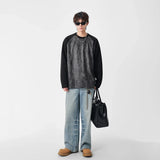Y2K Cozy Distressed Crew Neck Sweatshirt